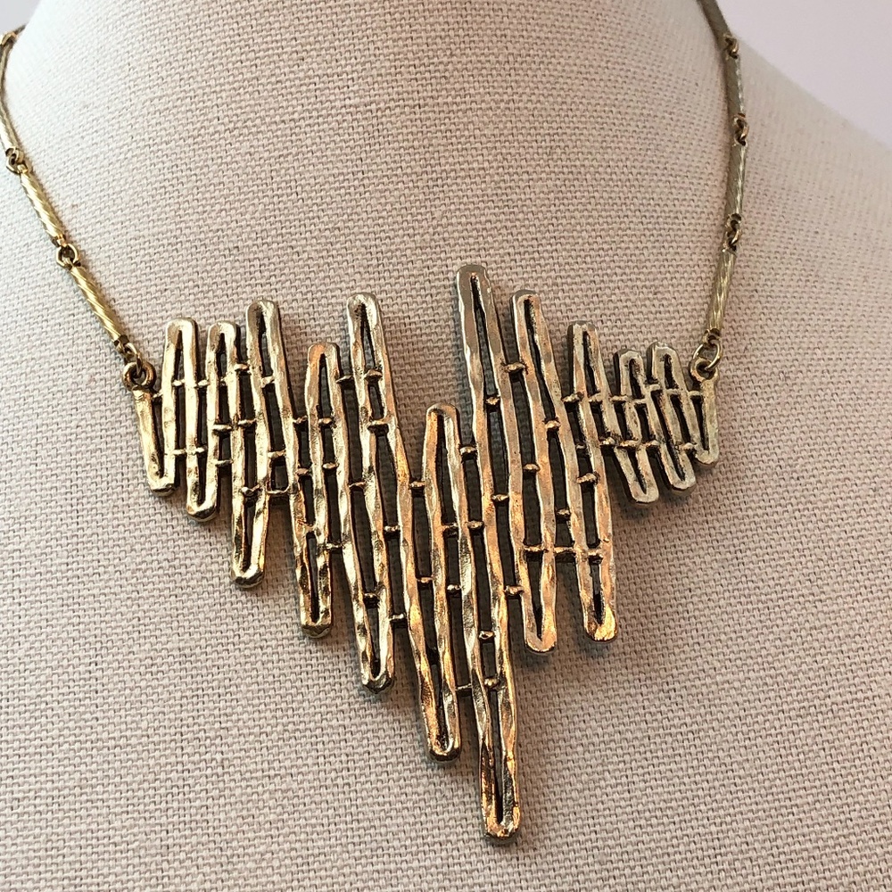Vintage "Celebrity NY" Brutalist Necklace Circa 1970's